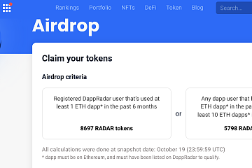 DappRadar推出代币RADAR，将空投10亿枚代币